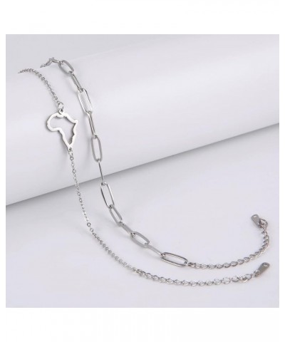 Africa Map (Layered) Bracelet For Women Stainless Steel Hollow Out Charm (Double Layer) Bracelet Adjustable Africa Map Contin...