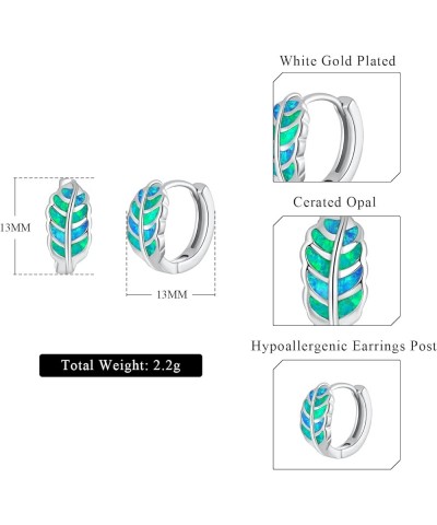 Leaf Small Hoop Earrings for Women Girls Opal Huggie Hoop Earrings 14K Gold Plated Cartilage Mini Earrings Blue&Green $10.19 ...