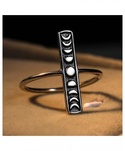 Sterling Silver Rings for Women Vintage Moon Phase Ring S925 Stacking Statement Band Minimalist Finger Ring 9 sterling-silver...