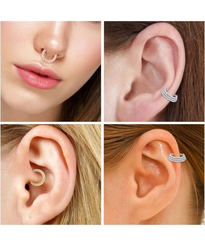 18G 16G Septum Daith Jewelry Triple Stacked Septum Nose Rings Surgical Steel Daith Conch Helix Cartilage Lobe Piercing Jewelr...