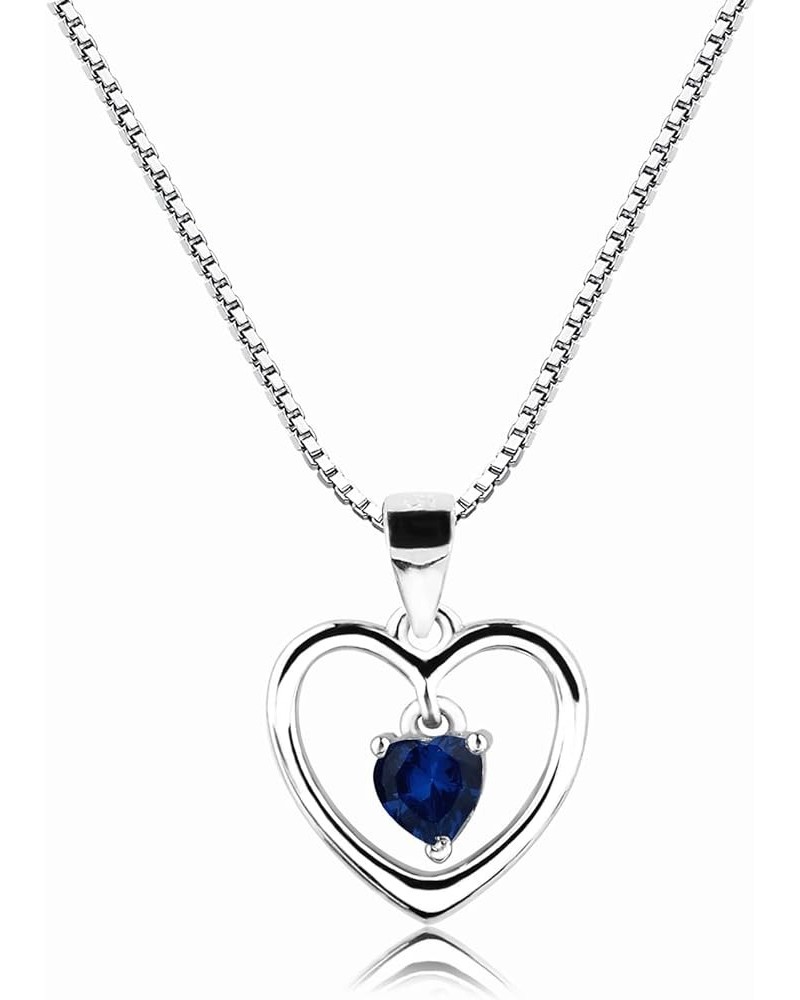 Girl's Sterling Silver Dancing Heart Simulated Birthstone Necklace 09-September 16-18 $19.03 Necklaces