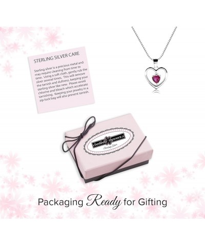 Girl's Sterling Silver Dancing Heart Simulated Birthstone Necklace 09-September 16-18 $19.03 Necklaces