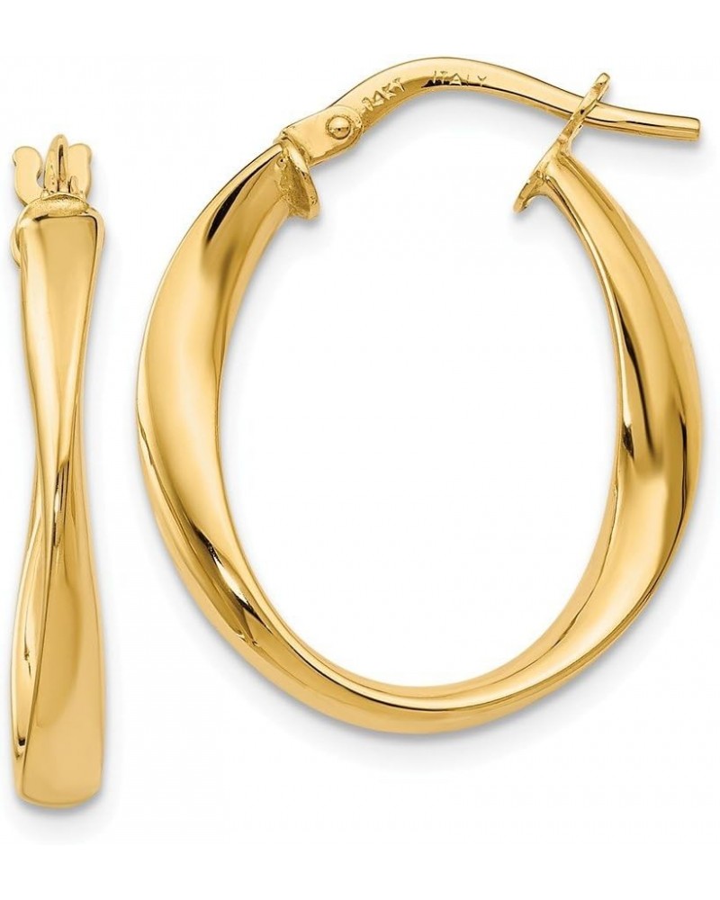 14k Yellow Gold Tube Hoop Earrings - 24mm x 19mm $96.36 Earrings