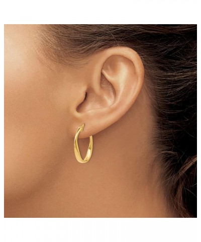 14k Yellow Gold Tube Hoop Earrings - 24mm x 19mm $96.36 Earrings