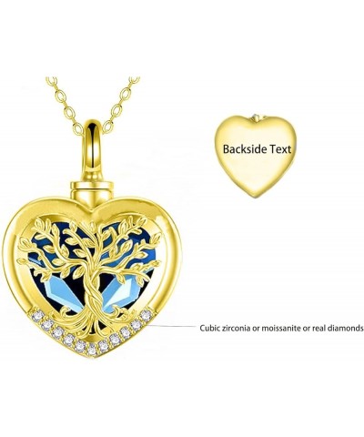 Solid Gold Heart Tree of Life Urn Necklace for Ashes 10K 14K 18K Real Gold Cremation Urn Pendant Necklace, Personalized Memor...