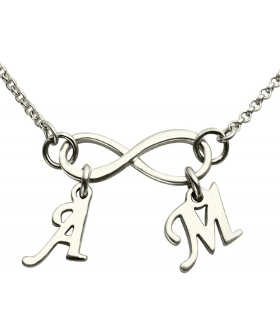 Infinity Necklace with Initial Charms Personalized Mothers Grandma Family Necklace Infinity Jewelry Silver 14.0 Inches $19.48...