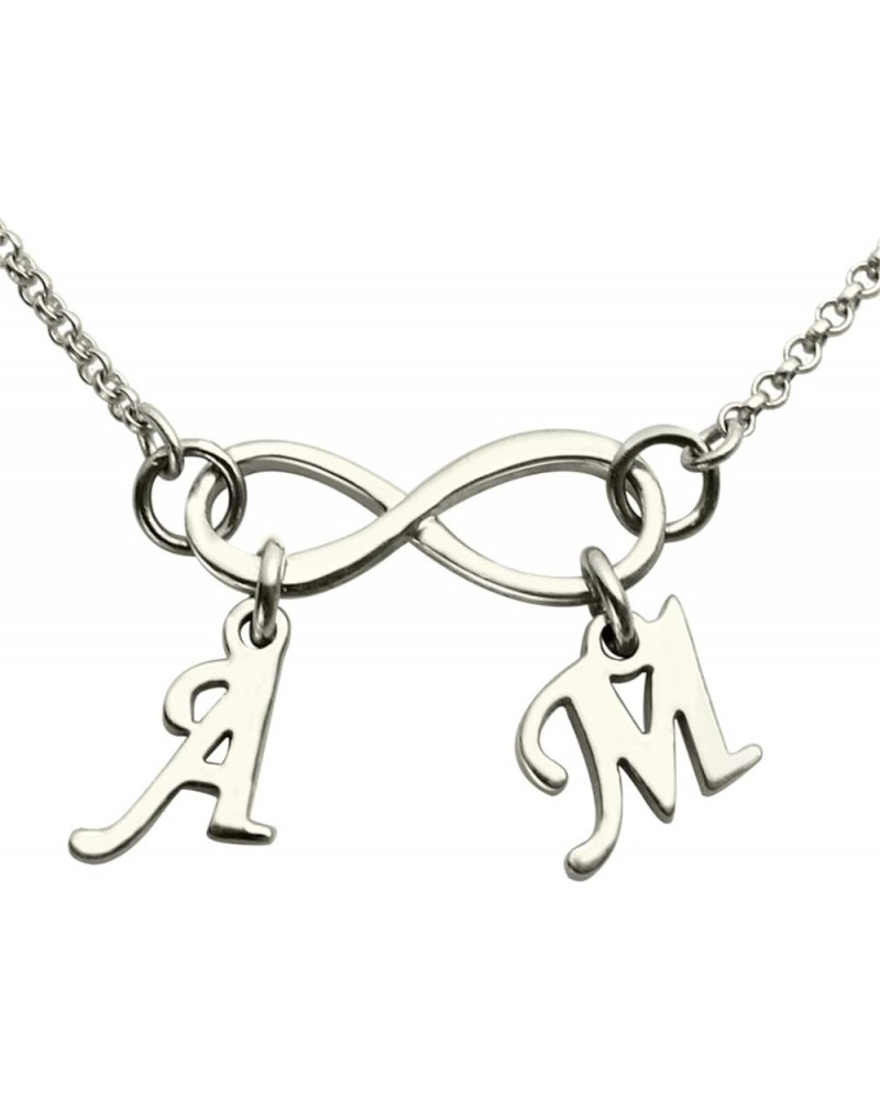 Infinity Necklace with Initial Charms Personalized Mothers Grandma Family Necklace Infinity Jewelry Silver 14.0 Inches $19.48...