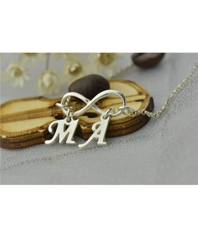 Infinity Necklace with Initial Charms Personalized Mothers Grandma Family Necklace Infinity Jewelry Silver 14.0 Inches $19.48...