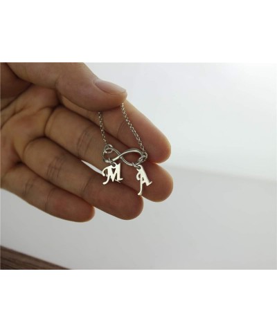 Infinity Necklace with Initial Charms Personalized Mothers Grandma Family Necklace Infinity Jewelry Silver 14.0 Inches $19.48...