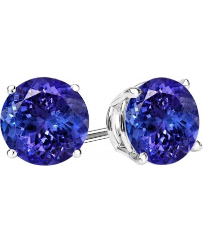 1/2-10 Carat Total Weight Natural Tanzanite Stud Earrings 4 Prong Push Back 1.49 Carat Platinum $1.00 Earrings