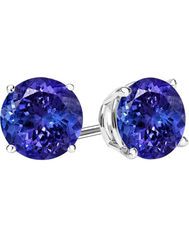 1/2-10 Carat Total Weight Natural Tanzanite Stud Earrings 4 Prong Push Back 1.49 Carat Platinum $1.00 Earrings