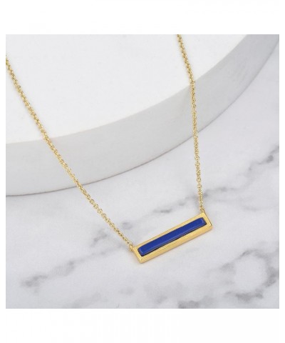 Gemstone Bar Necklaces for Women Gold Silver Plated Simulated Turquoise Necklace Pendant Triangle Square Necklaces Dainty Cho...