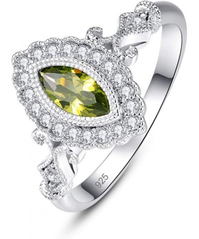 925 Sterling Silver Created Peridot Filled Halo Engagement Ring for Women Peridot Green $6.83 Rings