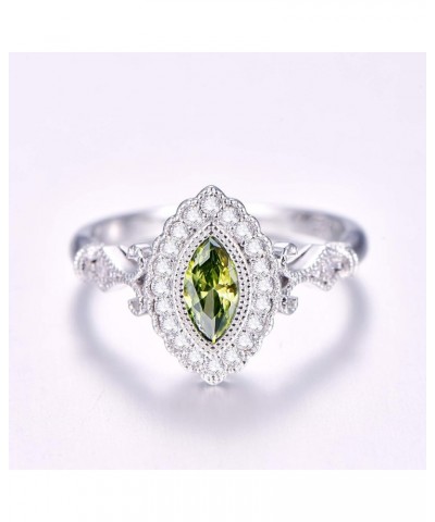 925 Sterling Silver Created Peridot Filled Halo Engagement Ring for Women Peridot Green $6.83 Rings