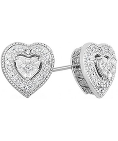 White Natural Diamond Heart Stud Earrings 14K Gold Over Sterling Silver (1/10 Ct) white-gold-plated-silver $38.00 Earrings