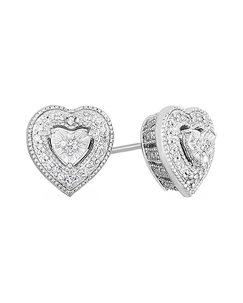 White Natural Diamond Heart Stud Earrings 14K Gold Over Sterling Silver (1/10 Ct) white-gold-plated-silver $38.00 Earrings