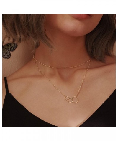 Layered Heart Necklace Pendant Handmade 18k Gold Plated Dainty Gold Choker Arrow Bar Layering Long Necklace for Women Layered...