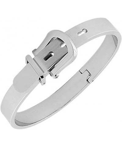 High Polished Adjustable Belt Buckle Bracelets Bangle For Men Women Classic Jewelry Gift Silver 7.5inch $12.17 Bracelets