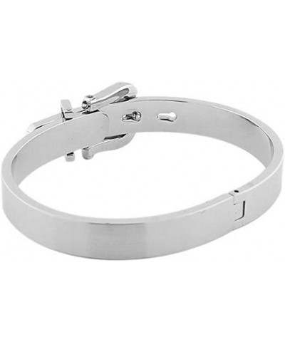 High Polished Adjustable Belt Buckle Bracelets Bangle For Men Women Classic Jewelry Gift Silver 7.5inch $12.17 Bracelets