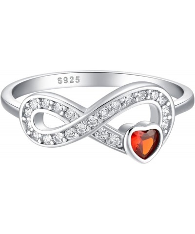 Infinity Ring for Women Mother's Day Gifts Sterling Silver Mother Daughter Ring Knot Rings with Red Heart Cubic Zirconia Fore...