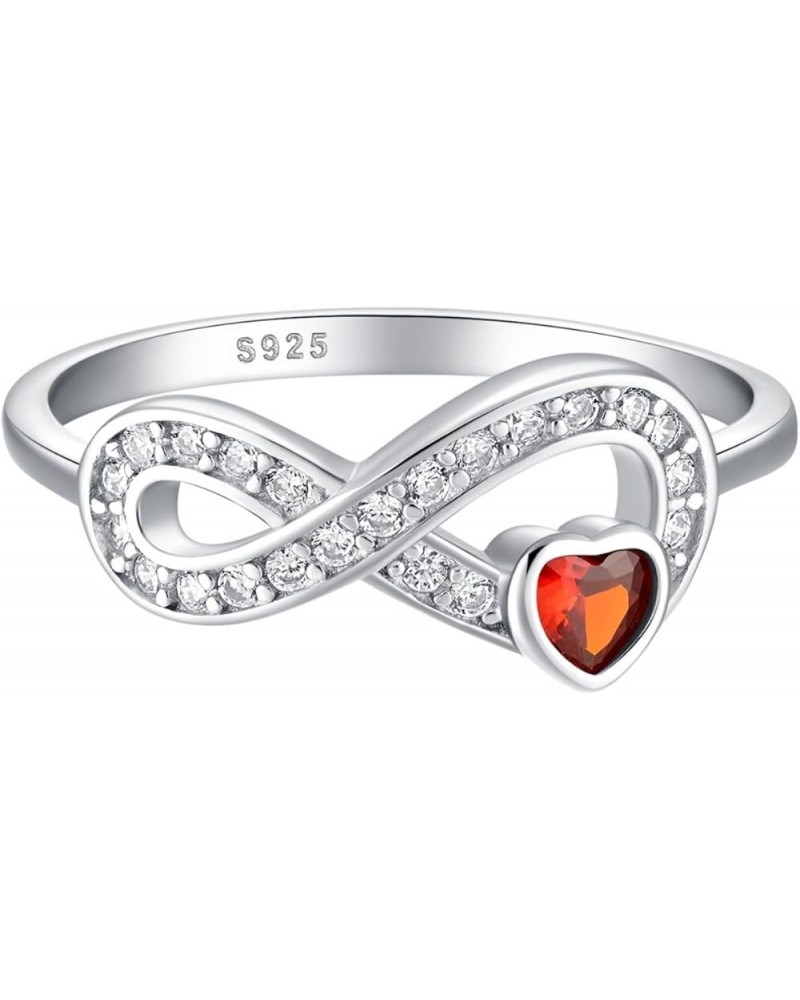 Infinity Ring for Women Mother's Day Gifts Sterling Silver Mother Daughter Ring Knot Rings with Red Heart Cubic Zirconia Fore...