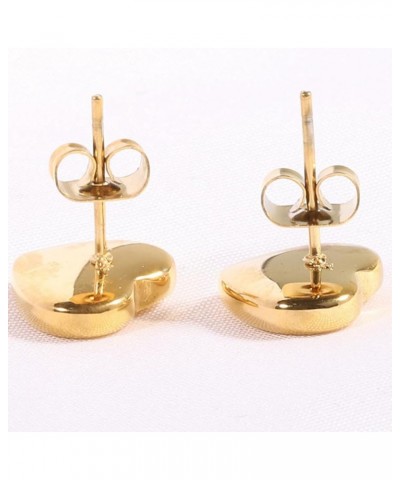 Stainless Steel Heart Shaped Cubic Zircon Wedding Party Holiday Stud Earrings Gold $5.69 Earrings