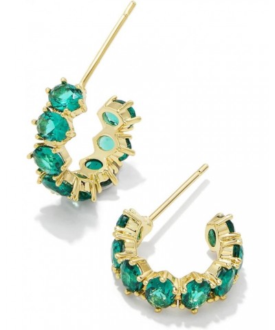 Cailin 14k Gold-Plated Brass Crystal Huggie Earrings in Green Crystal, Fashion Jewelry For Women $28.00 Earrings