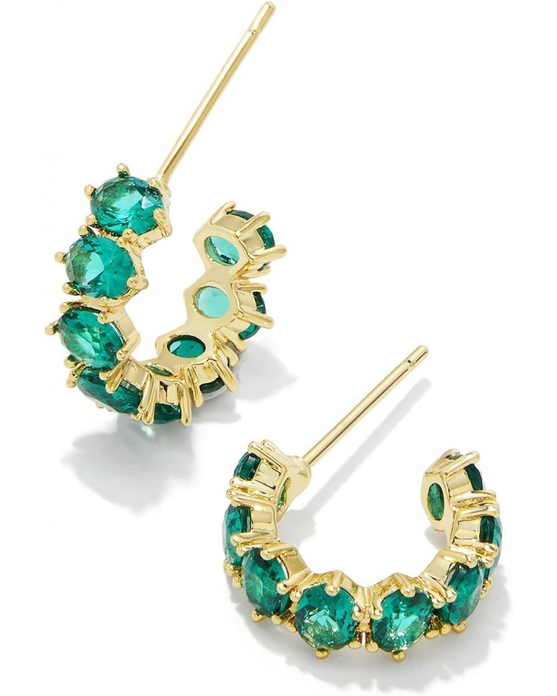 Cailin 14k Gold-Plated Brass Crystal Huggie Earrings in Green Crystal, Fashion Jewelry For Women $28.00 Earrings