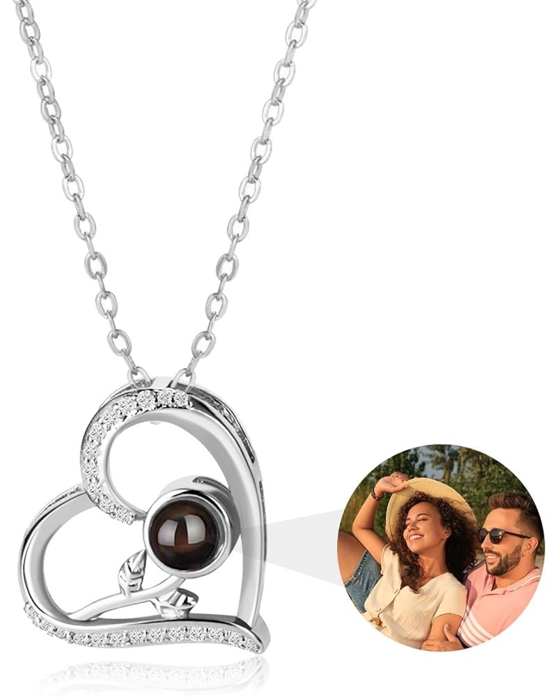 Custom Photo Projection Necklace - Personalized Necklace with Picture Inside,Customized Photos Pendant Necklaces,Memorial Gif...