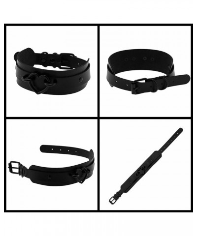 3Pcs Love Heart Leather Choker Necklace and Wrap Bracelets Set for Valentine's Day Sexy Cosplay Accessories Gifts Black-D $11...