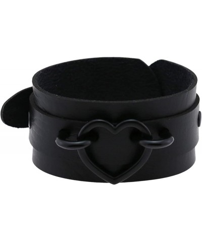 3Pcs Love Heart Leather Choker Necklace and Wrap Bracelets Set for Valentine's Day Sexy Cosplay Accessories Gifts Black-D $11...