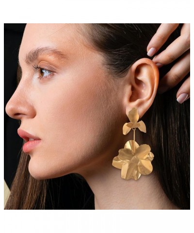 Flower Earrings for Women Gold Flower Earrings Spring Earrings for Women Floral Earrings Gold Statement Earrings Spring Jewel...