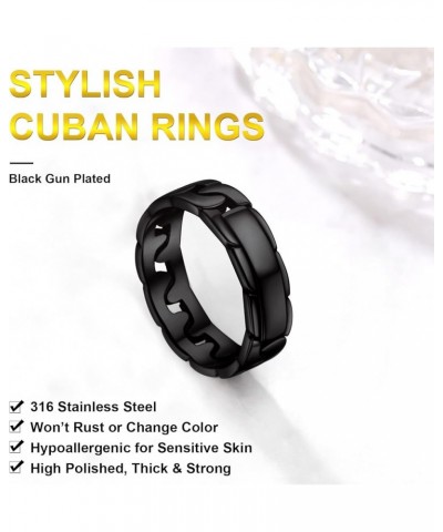 18K Gold Plated Stainless Steel Cuban Chain Wide Wedding Band Stacking Rings for Women, Size 5-11 7 No Custom Black $9.03 Bra...