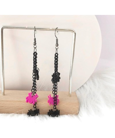 2 Pairs Halloween Earrings Bat Spider Pumpkin Skull Spooky Ghost Gothic Party Dangle Earrings Cute Funny Long Chain Tassel Fo...