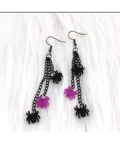 2 Pairs Halloween Earrings Bat Spider Pumpkin Skull Spooky Ghost Gothic Party Dangle Earrings Cute Funny Long Chain Tassel Fo...