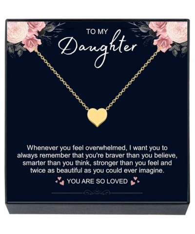 Christmas Presents and Gifts for Daughter Heart Necklace Jewelry Gift from Mom, Dad, "Braver, Stronger, Smarter, Loved" Quote...