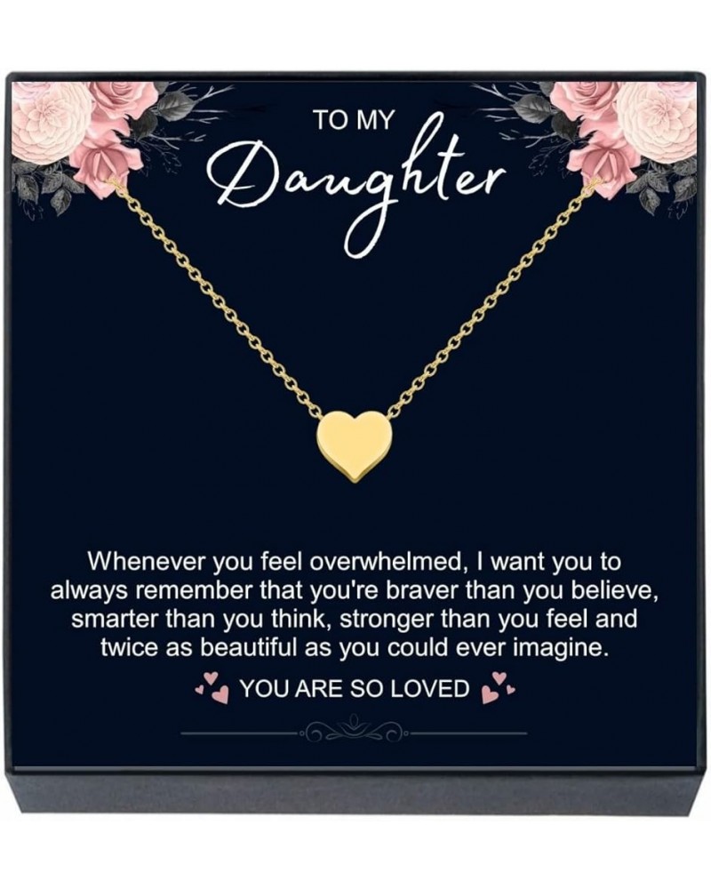 Christmas Presents and Gifts for Daughter Heart Necklace Jewelry Gift from Mom, Dad, "Braver, Stronger, Smarter, Loved" Quote...