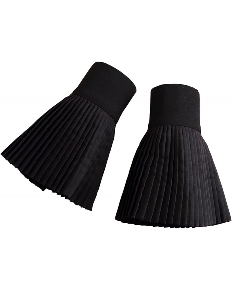 Women Pleated Horn Cuffs Wrist Cuffs Detachable Fake Sleeve Cuffs Fake Bracelet Sleeve Cuffs Black $9.53 Bracelets