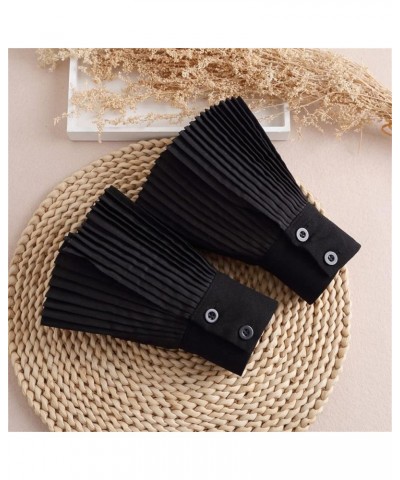 Women Pleated Horn Cuffs Wrist Cuffs Detachable Fake Sleeve Cuffs Fake Bracelet Sleeve Cuffs Black $9.53 Bracelets