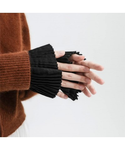 Women Pleated Horn Cuffs Wrist Cuffs Detachable Fake Sleeve Cuffs Fake Bracelet Sleeve Cuffs Black $9.53 Bracelets