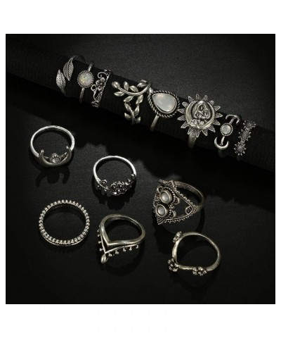 Stainless Steel Mood Rings for Women Blue Vintage Rings Set 14pcs/Set Rings Stack Above Silver Bohemian Women Rings Gold Chun...