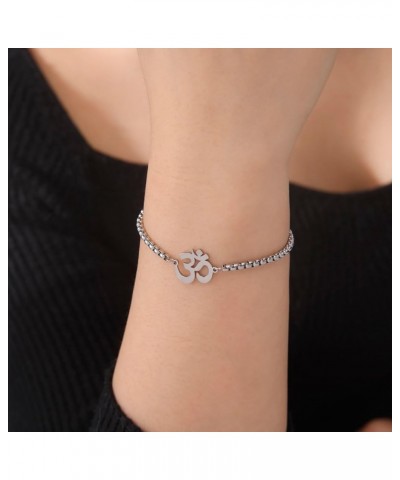 Om Bracelet for Women Girls Om Ohm Aum Symbol Hindu Buddha Yoga Mediation Layered Chain Bracelet Bangle Stainless Steel Adjus...