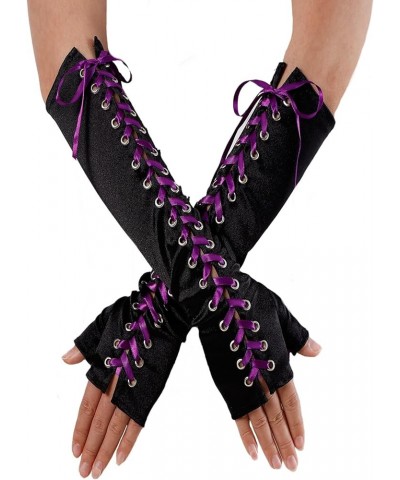 Velvet Gothic Garter for Women Heart Leg Ring with Rivets Elastic Lace Bracelets Choker Set Purple - A1 $13.10 Bracelets