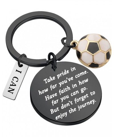 Soccer Keychain Sports Ball Inspirational Gifts Soccer Player Gifts for Soccer Lover Black $10.09 Pendants