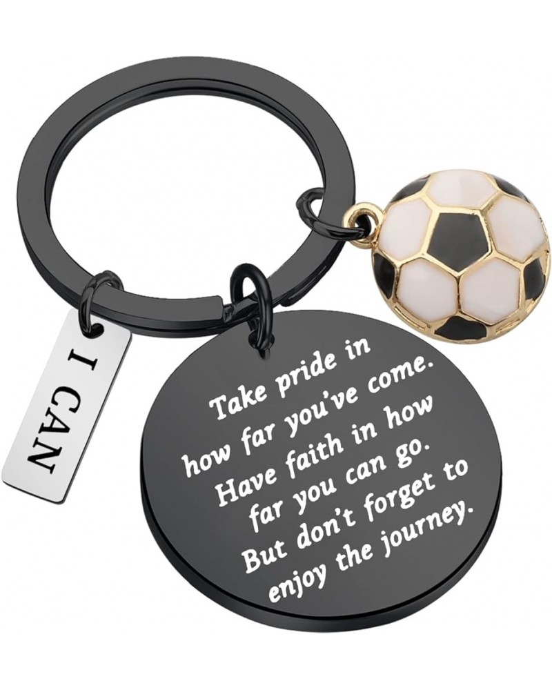 Soccer Keychain Sports Ball Inspirational Gifts Soccer Player Gifts for Soccer Lover Black $10.09 Pendants