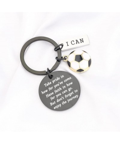 Soccer Keychain Sports Ball Inspirational Gifts Soccer Player Gifts for Soccer Lover Black $10.09 Pendants