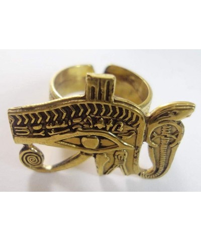 Egyptian Finger Ring Hieroglyphic Ankh Horus Eye Pharaoh Brass Hand Adjustable Pharaoh's Egypt Pharaohs Costume Jewelry Acces...