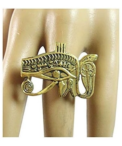 Egyptian Finger Ring Hieroglyphic Ankh Horus Eye Pharaoh Brass Hand Adjustable Pharaoh's Egypt Pharaohs Costume Jewelry Acces...