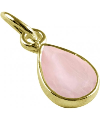 Choose Your Gemstone Pendants Pear Shape 925 Sterling Silver 18K Gold Plated Locket For Men Women natural-faceted-Rose-quartz...