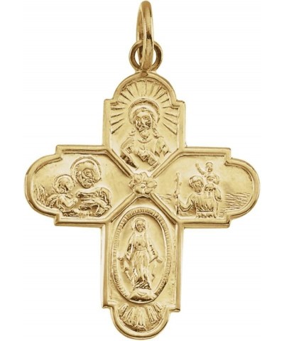 14k Yellow Gold 24.5x21.5 mm Four-Way Cross Medal $101.82 Pendants